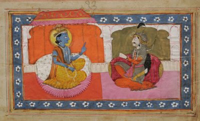 Sri Krishna Preaching Gita Upadesh to Arjun by Unknown